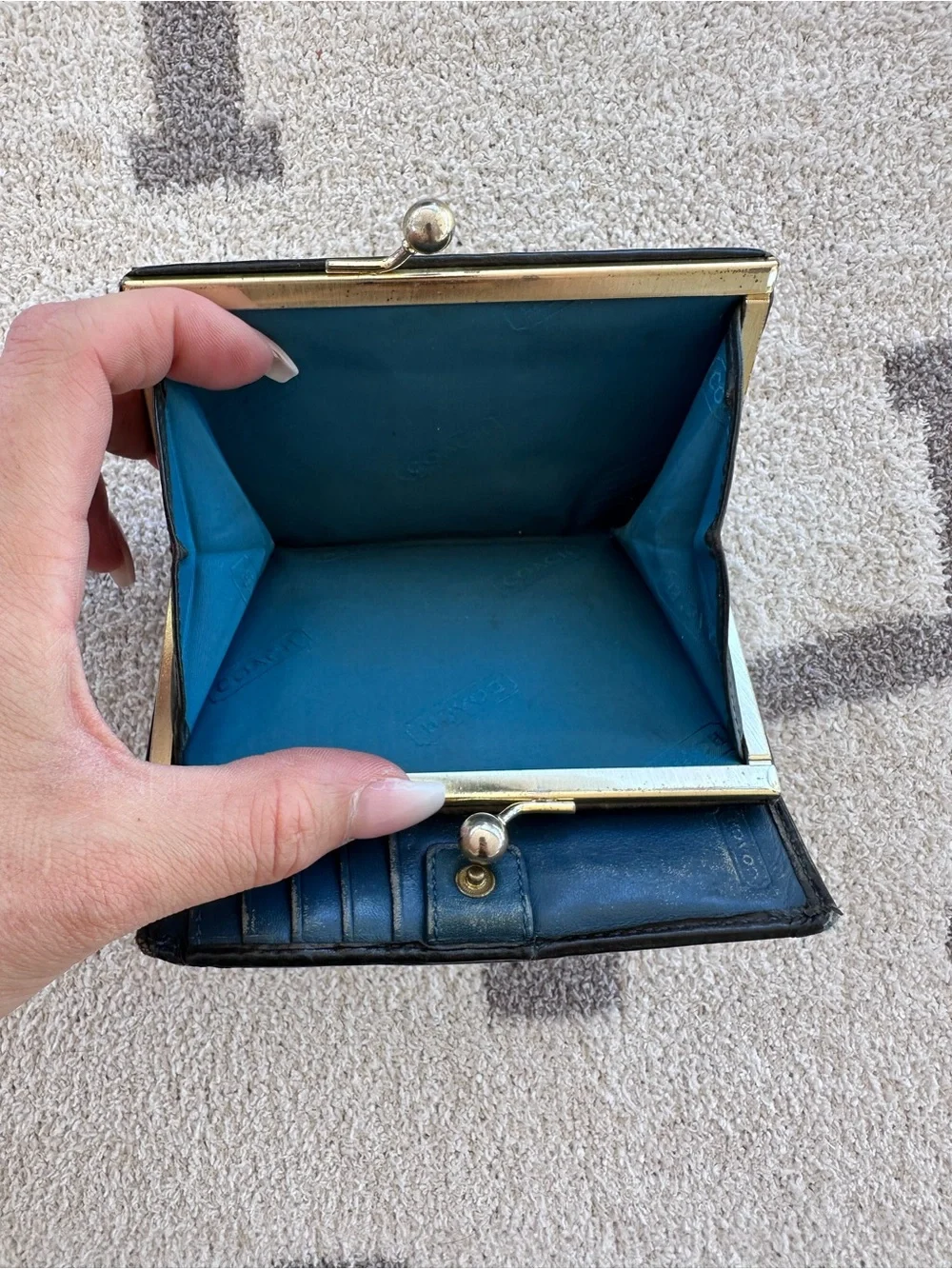 Coach Signature Canvas Bifold Wallet in Brown and Tan y2k